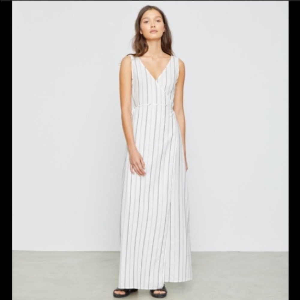 Onia wrap dress swim coverup striped